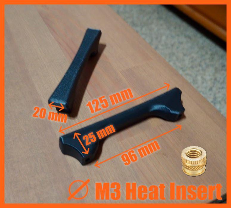 Cabinet/Drawer Handle - 96mm hole pattern - M3 heat insert