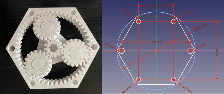 Print In Place Stackable Planetary Gear Set 1:5.25