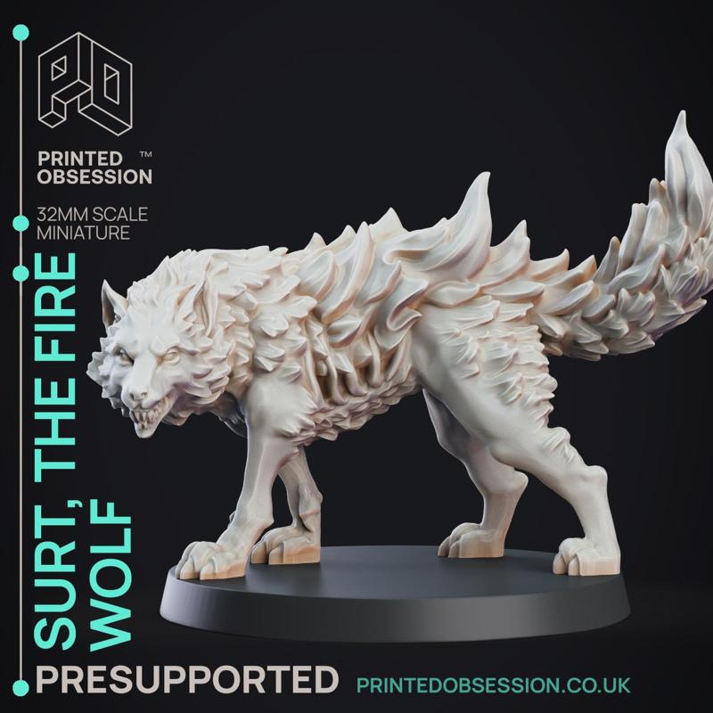 Fire Wolf - Monstrous Creature - DnD - 32mm scale