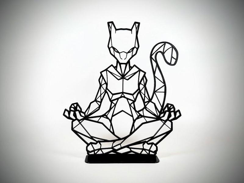 Geometric Low Poly Meditating Mewtwo