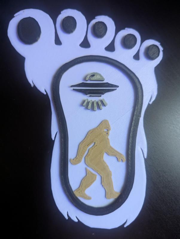 Abducted Bigfoot \ Sasquatch Footprint Multi Color Single Extruder