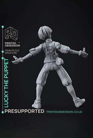 Lucky - The awakend puppet - Puppet masters apprentice -PRESUPPORTED - Illustrated and Stats - 32mm 