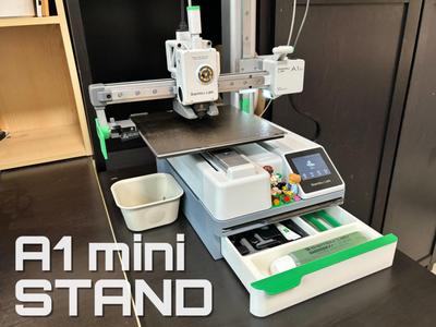 A1 Mini Stand with Drawer and Build Plate Holder