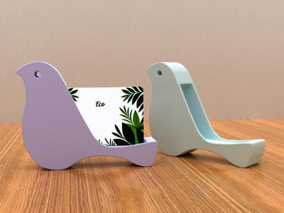 Birdie Business Card Holder: Office Desk Organizer