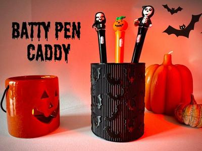Halloween Pen Holder Bats Spooky Desk Accessory