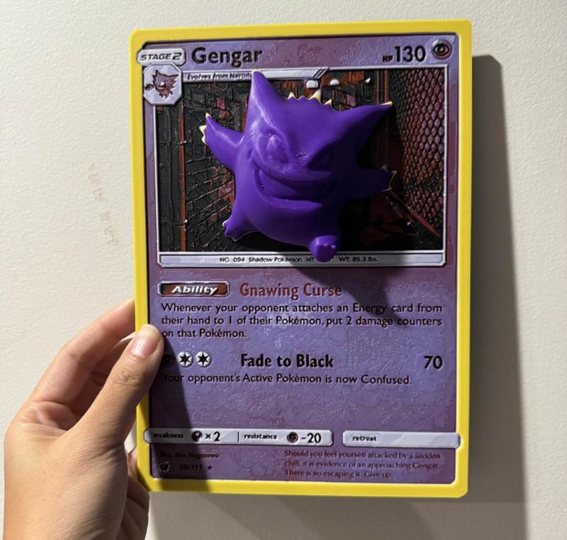 Oversized Gengar Pokemon Card - HueForge Hybrid