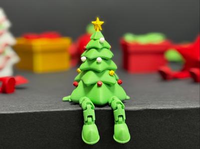 Christmas tree with ornament, hands, flexible legs