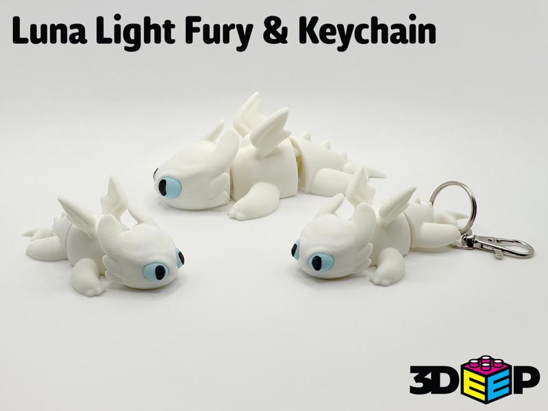 Flexi Luna Light Fury Dragon Toothless & Keychain