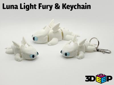 Flexi Luna Light Fury Dragon Toothless & Keychain