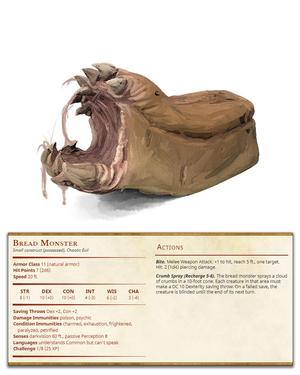 Bread Monster - Possessed Bakery - PRESUPPORTED - Illustrated and Stats - 32mm scale			