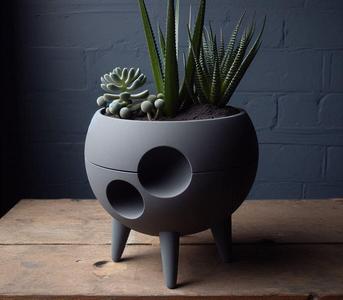 Spaced-Out Mid Century Plant Pot "We Landed"