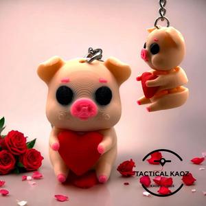 Flexi Pig with Heart – Valentine's Keychain & Figurine Set 