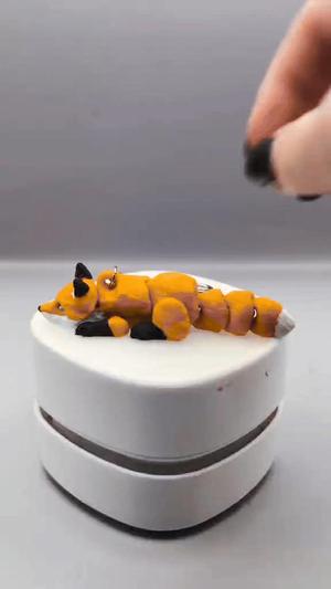 scruffed baby fox keychain