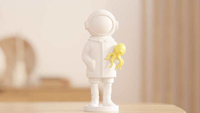 Cute Astronaut with Octopus Sculpture - Desk Decor