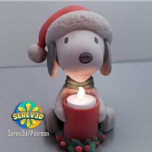 Christmas Snoopy - Candle Holder - 3D print STL and multicolor 3MF file