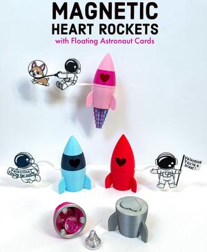 Heart Rocket with Floating Astronaut Cards for Valentine's Day