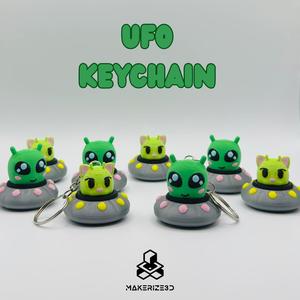 Alien & Cat UFO Keychains
