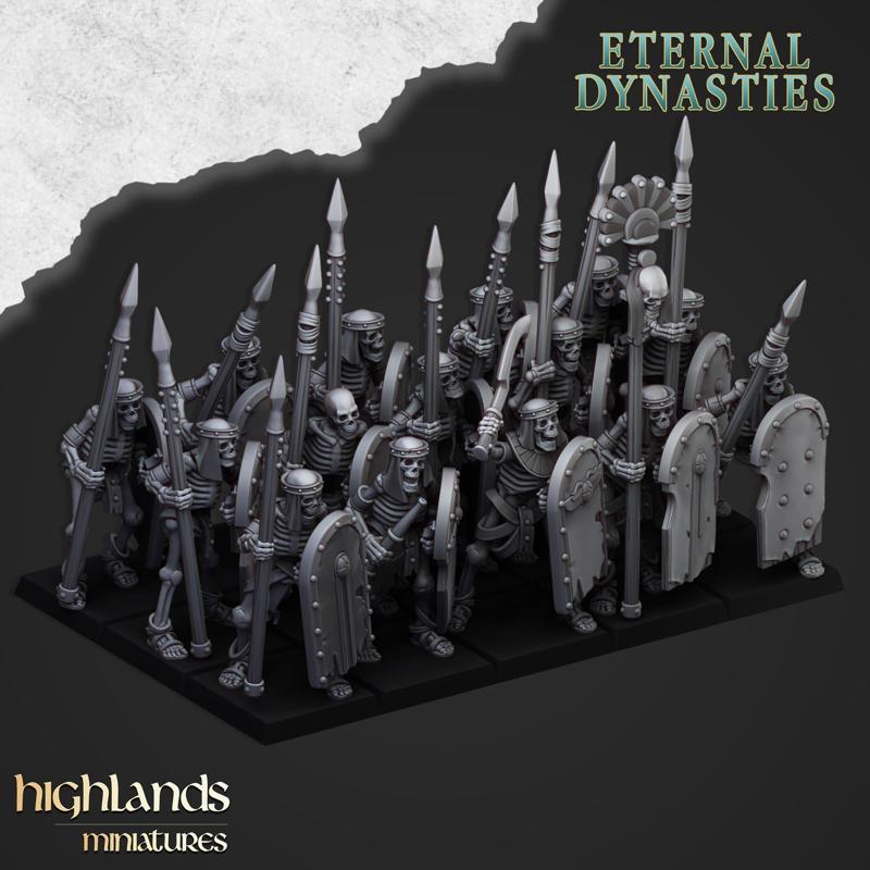 Ancient Skeletons with Spears and Hand Weapons - Highlands Miniatures