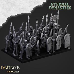 Ancient Skeletons with Spears and Hand Weapons - Highlands Miniatures