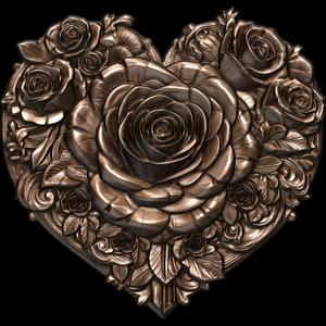 Romantic Heart of Roses Relief No2 STL file for 3d printing or CNC