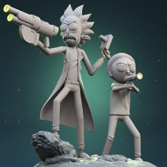 Rick & Morty Fight Scene 3D Printing Figurines in Diorama | Assembly