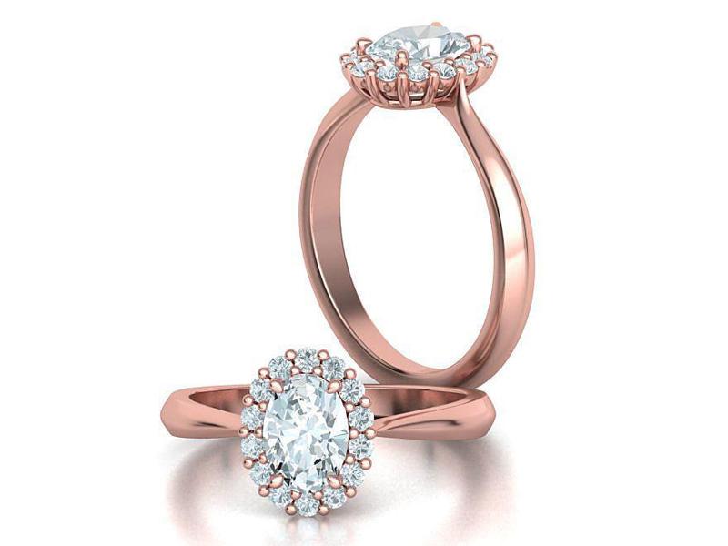 Diana Oval Engagement Ring 7x5 Oval Cut stone 3dmodel
