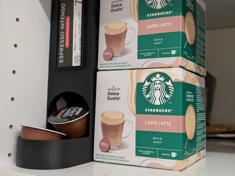 Coffee pod dispenser for Nespresso or Dolce Gusto machines