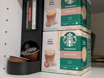 Coffee pod dispenser for Nespresso or Dolce Gusto machines