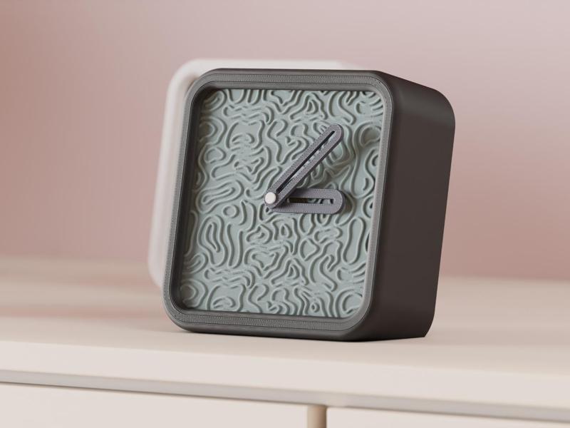 Modular Desktop Clock. Modern Topographic Design