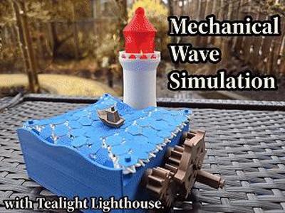 Mechanical Wave Simulator with Lighthouse & Boat