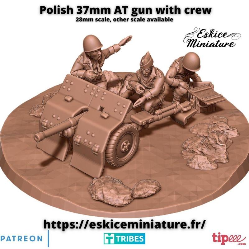 Polish 37mm AT gun with crew - 28mm