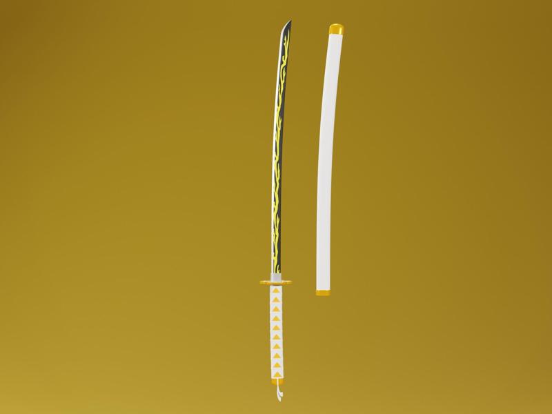 Zenitsu Sword - Demon Slayer kimetsu no yaiba Low-poly