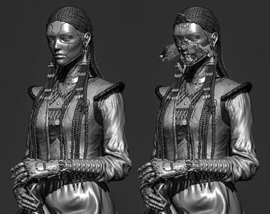 Cyber-Girl woman holding cup