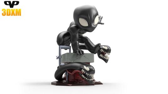 Symbiote Spider-Man Chibi STL for 3D Printing ChibiSTL 3DXM
