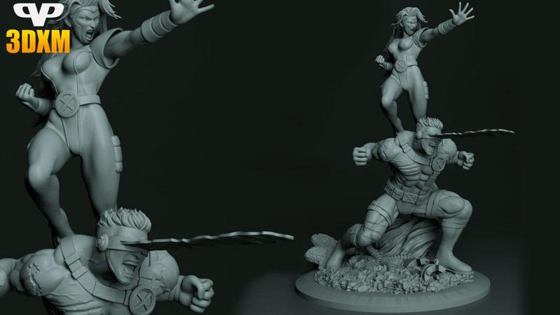 Cyclops and Jean Grey for 3D Printing STL