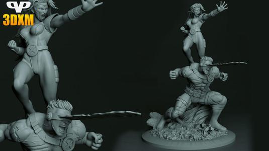 Cyclops and Jean Grey for 3D Printing STL