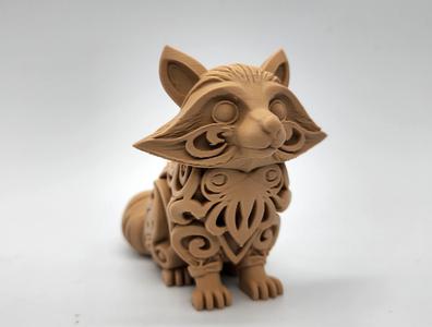 Wood-Carved Cute Raccoon