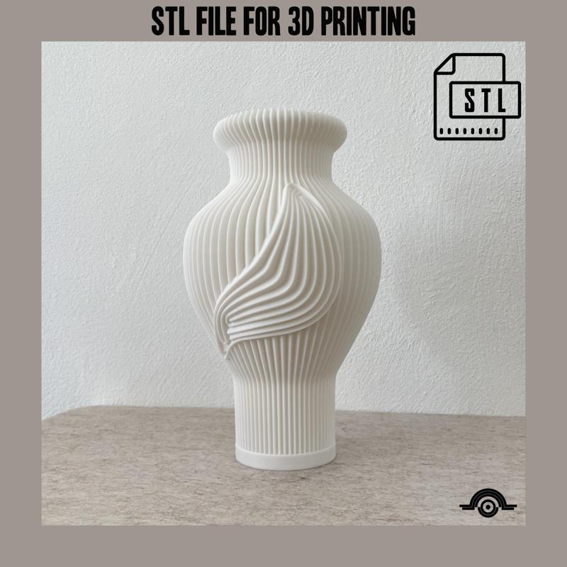 Vase -Antique- STL file, 3D model for 3D printing modern aesthetic vase decoration for living room floor vase artificial flowers vase gift