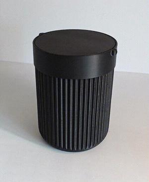 Trash can with swing lid