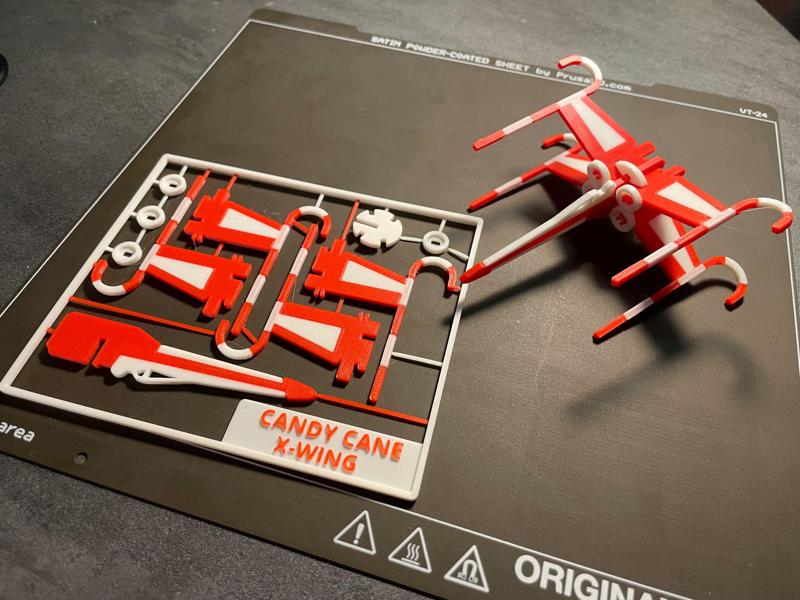 Candy Cane X-Wing Kit Card Christmas Ornament