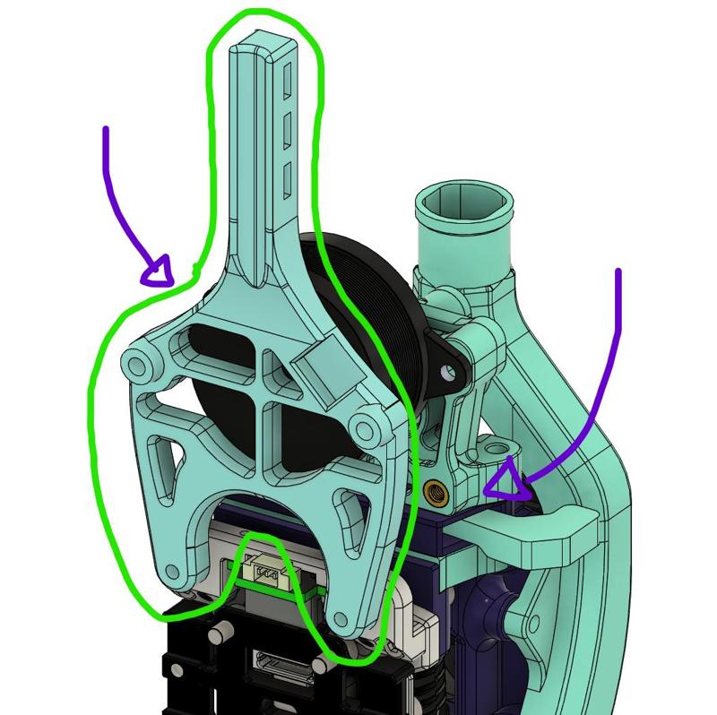 Yokai-Lite Extended Ebb36 Mount for toolhead Filament Cutter