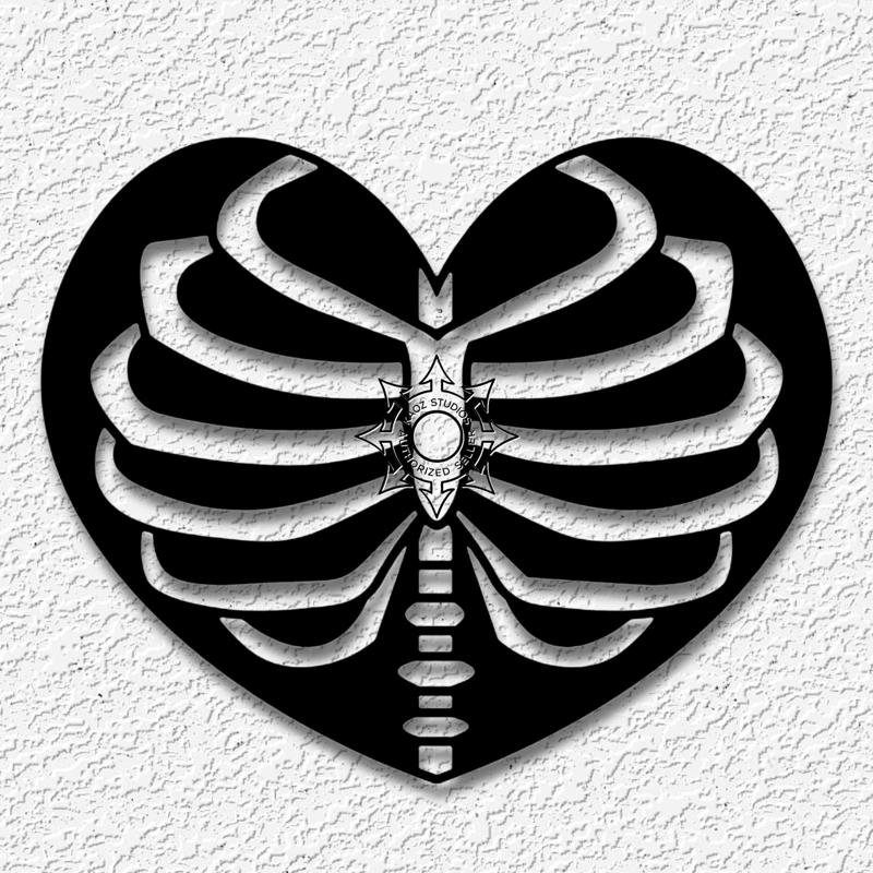 heart rib cage wall art Halloween decor
