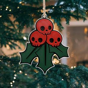 Mistletoe Skull Christmas Ornament