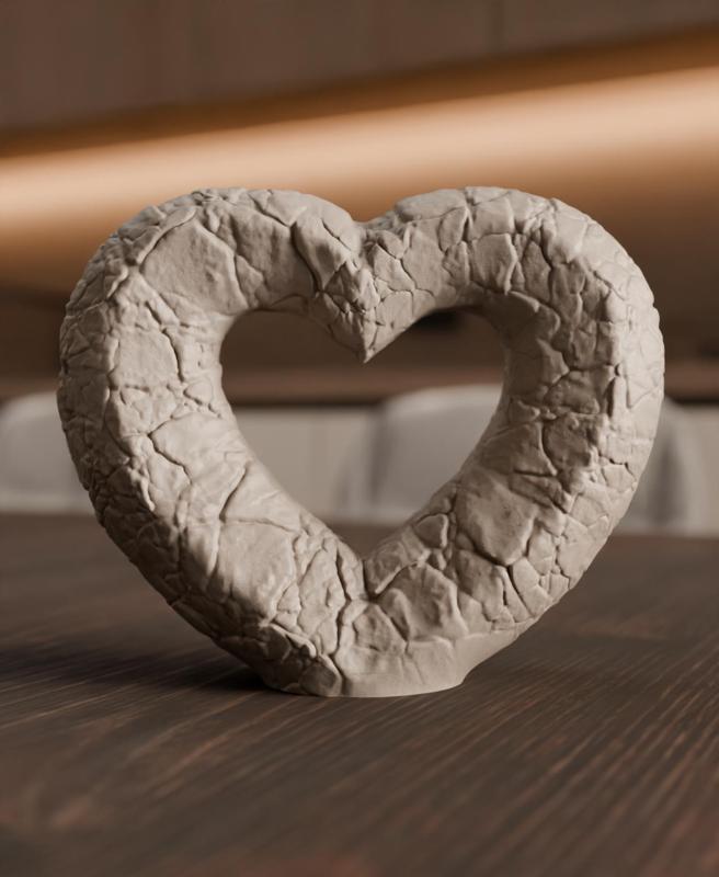 Cracked Stone Heart Sculpture