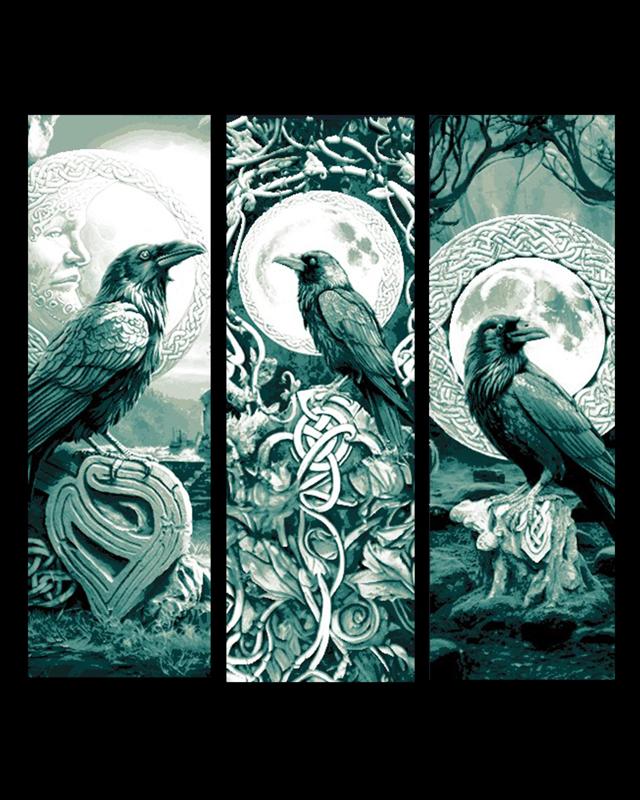 Set of Bookmarks - Celtic Carvings of the Crow and the Moon