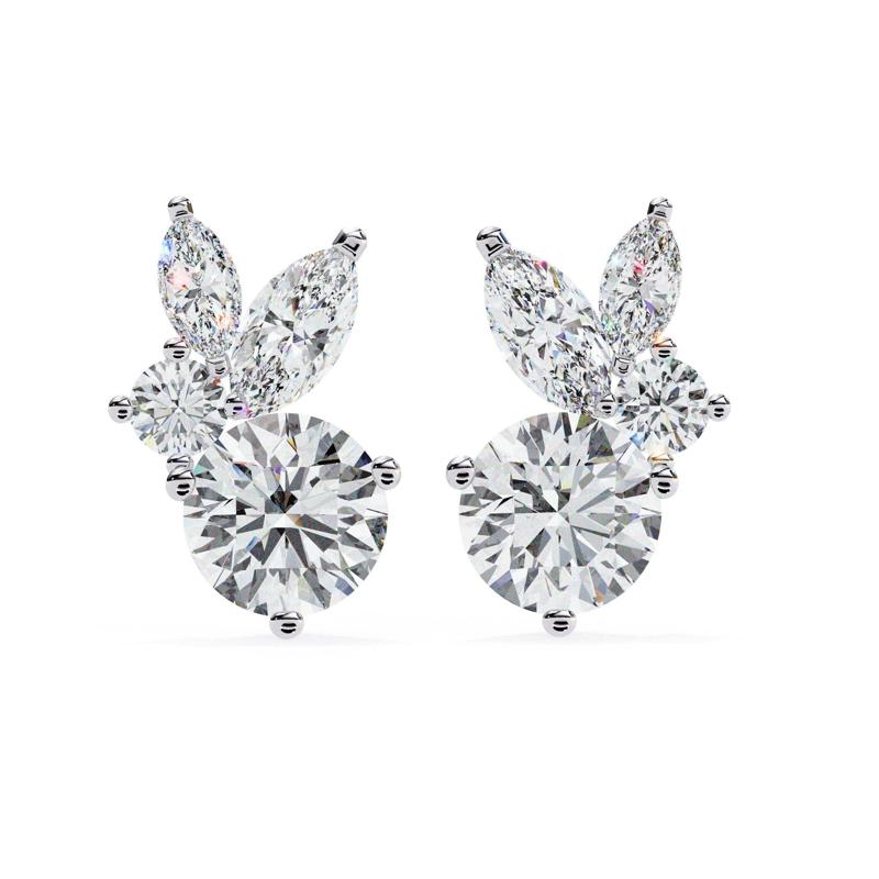 Diamond Studs Earrings 360 animation renders 3dm stl details