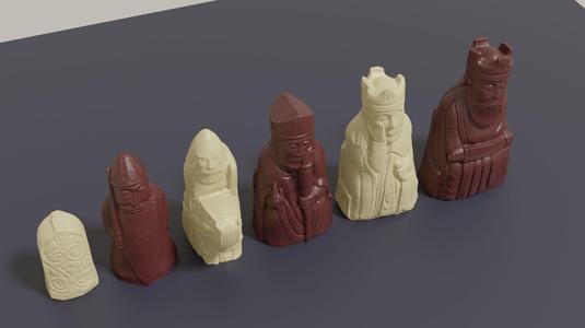 3D printable Medieval Chess Set Pieces OBJ 3MF Blender
