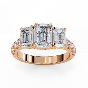 Trio Solitaire Diamond Ring 360 animation renders 3dm stl