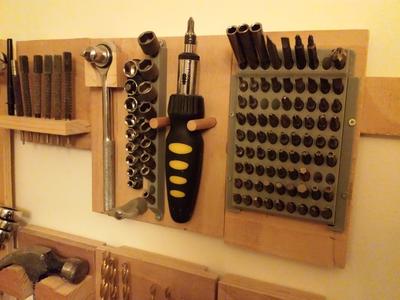vertical (wall mounted) hex bit storage