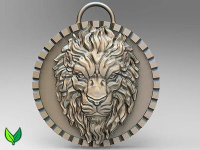 Lion’s Head Pendant – 3D Printable Necklace Charm   